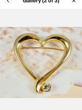 Vintage Signed AAI Open Heart with Offset Rhinestone Brooch/Pin